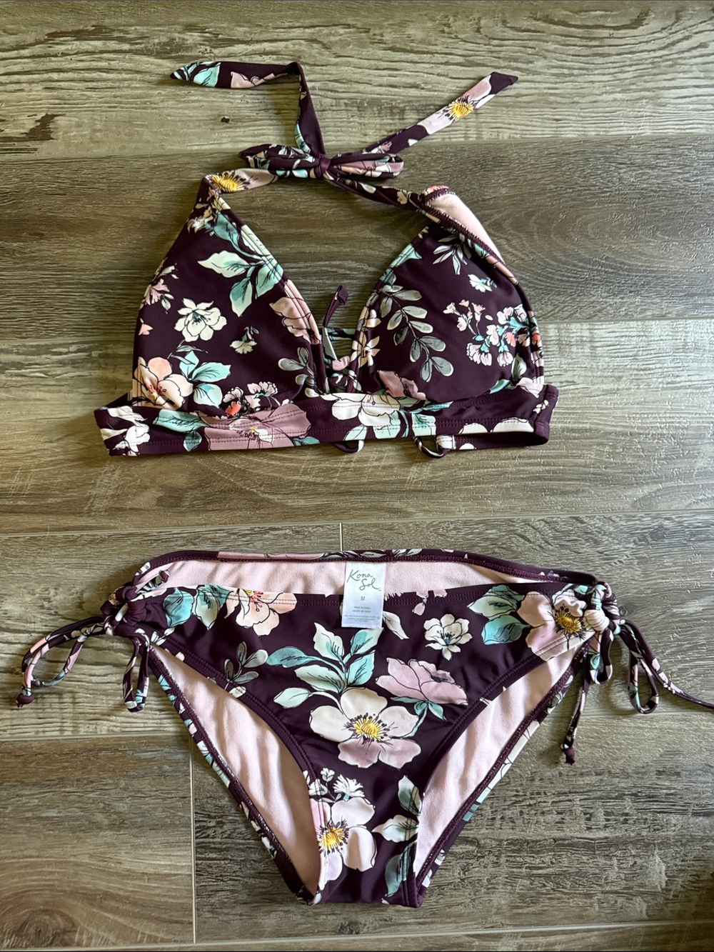 Women’s Floral Two-Piece Swim Set - Plum Pink Floral